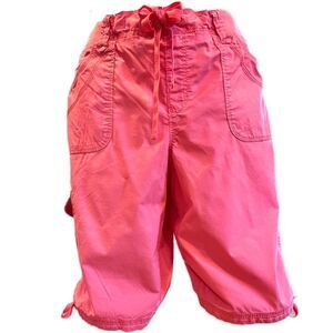 Gloria Vanderbilt Women's Size 10 Pink Cargo Capri Shorts Drawstring Waist